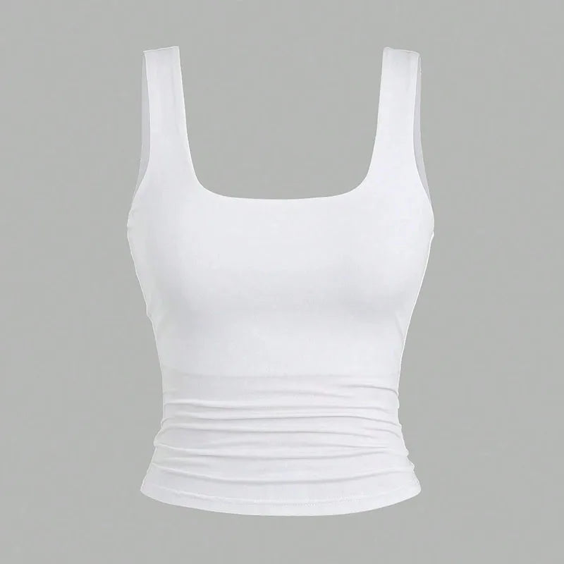 Square Neck Sleeveless Crop Top