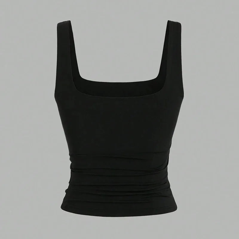 Square Neck Sleeveless Crop Top