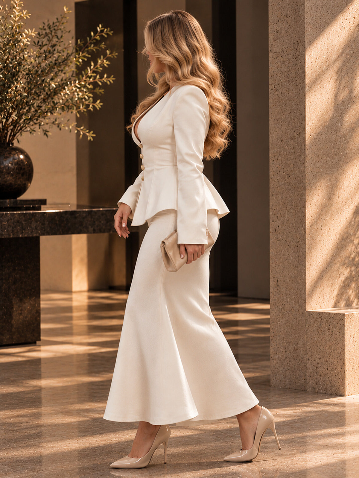 Peplum Blazer & Maxi Skirt Co-Ord