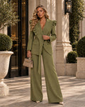Ruffle Detail Blazer & Wide-Leg Trouser Co-Ord