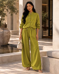 Frog Button Satin Trouser Co-Ord