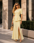Puff Sleeve Peplum Co-ord