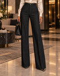 Pinstripe High-Waisted Wide-Leg Trousers