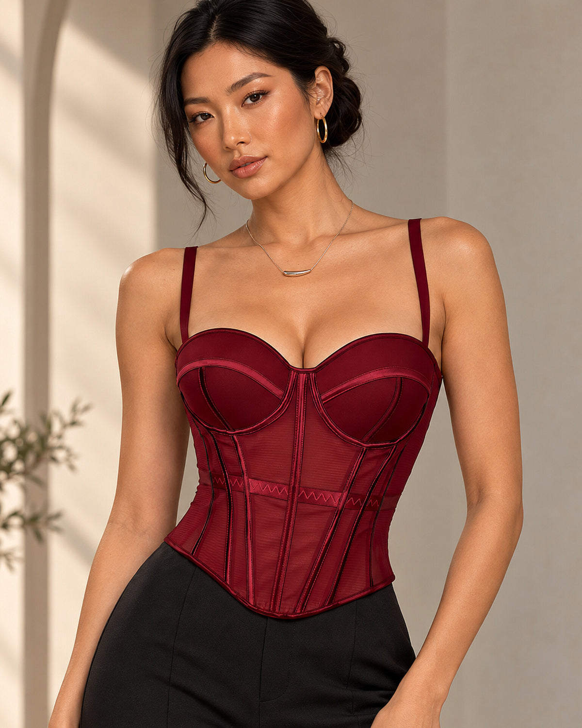 Structured Mesh Bustier Corset Top