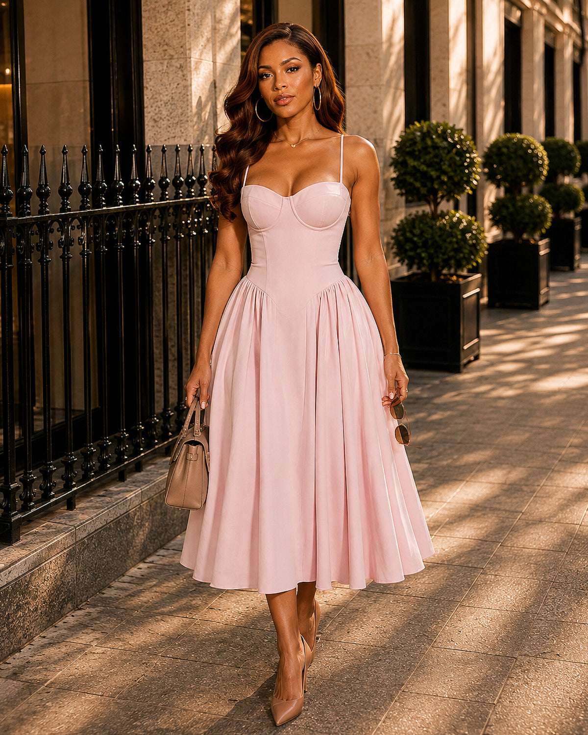 Floral Corset Midi Dress