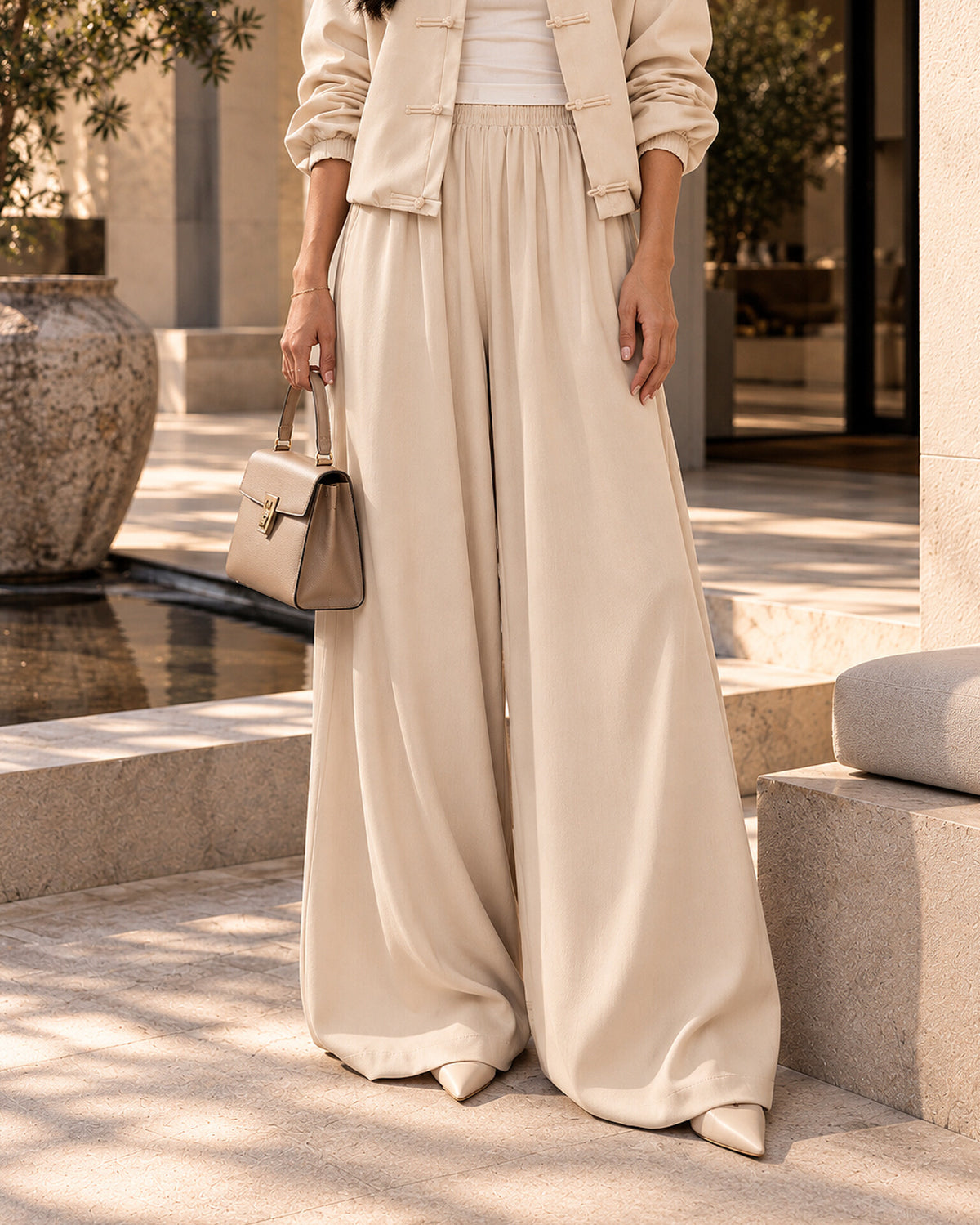 Frog Button Satin Trouser Co-Ord