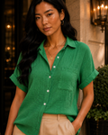 Short Sleeve Collared Blouse