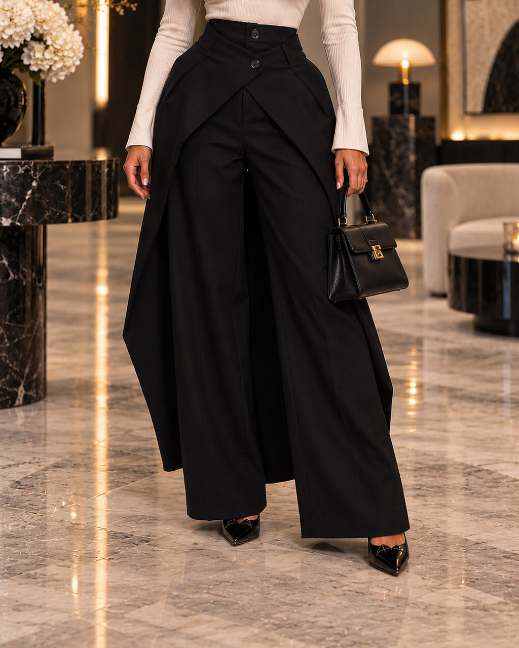 High-Waisted Wide-Leg Trousers