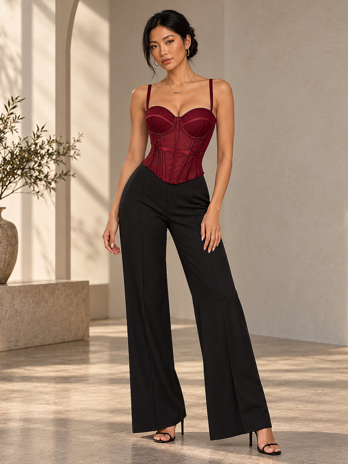 Structured Mesh Bustier Corset Top
