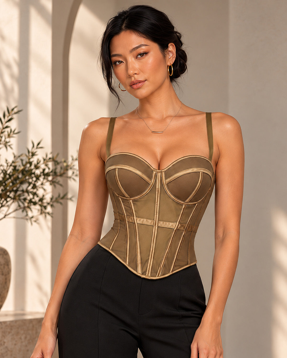 Structured Mesh Bustier Corset Top