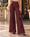 Belted High-Waisted Wide-Leg Trousers